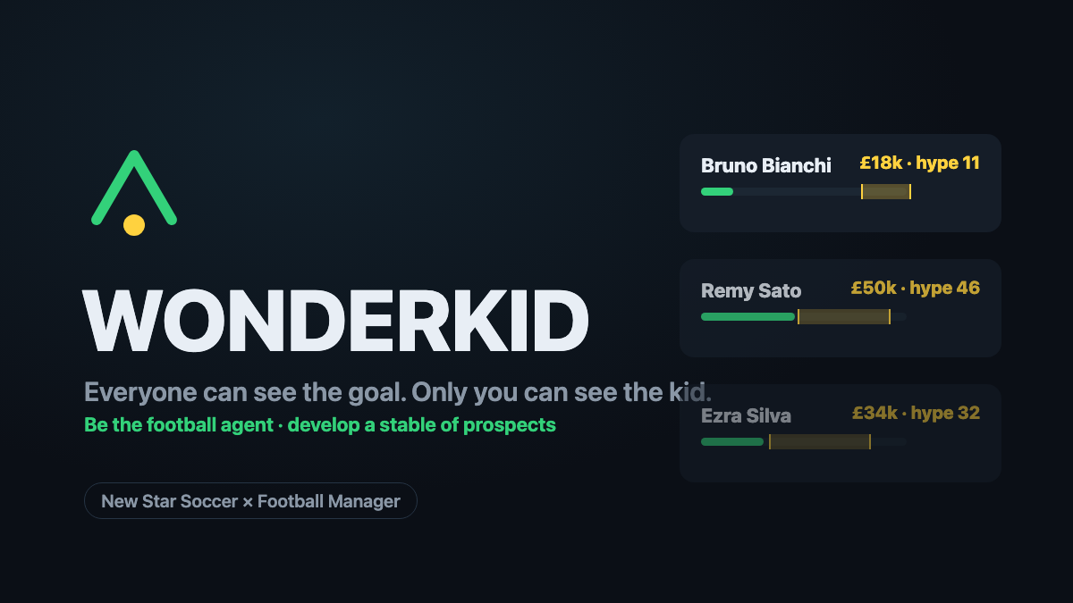 Wonderkid — be a football agent and develop a stable of hidden-potential teenagers into stars